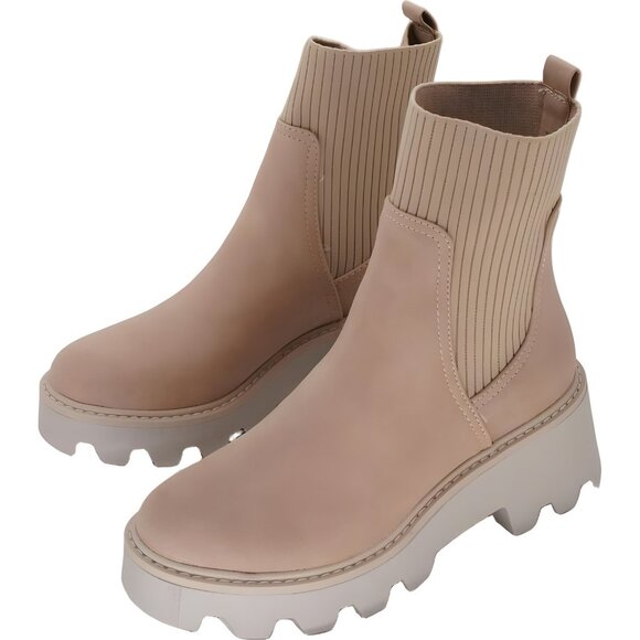 Dolce Vita Villa Chelsea Lug Boot - Light Tan Women's US 7M - Picture 2 of 6